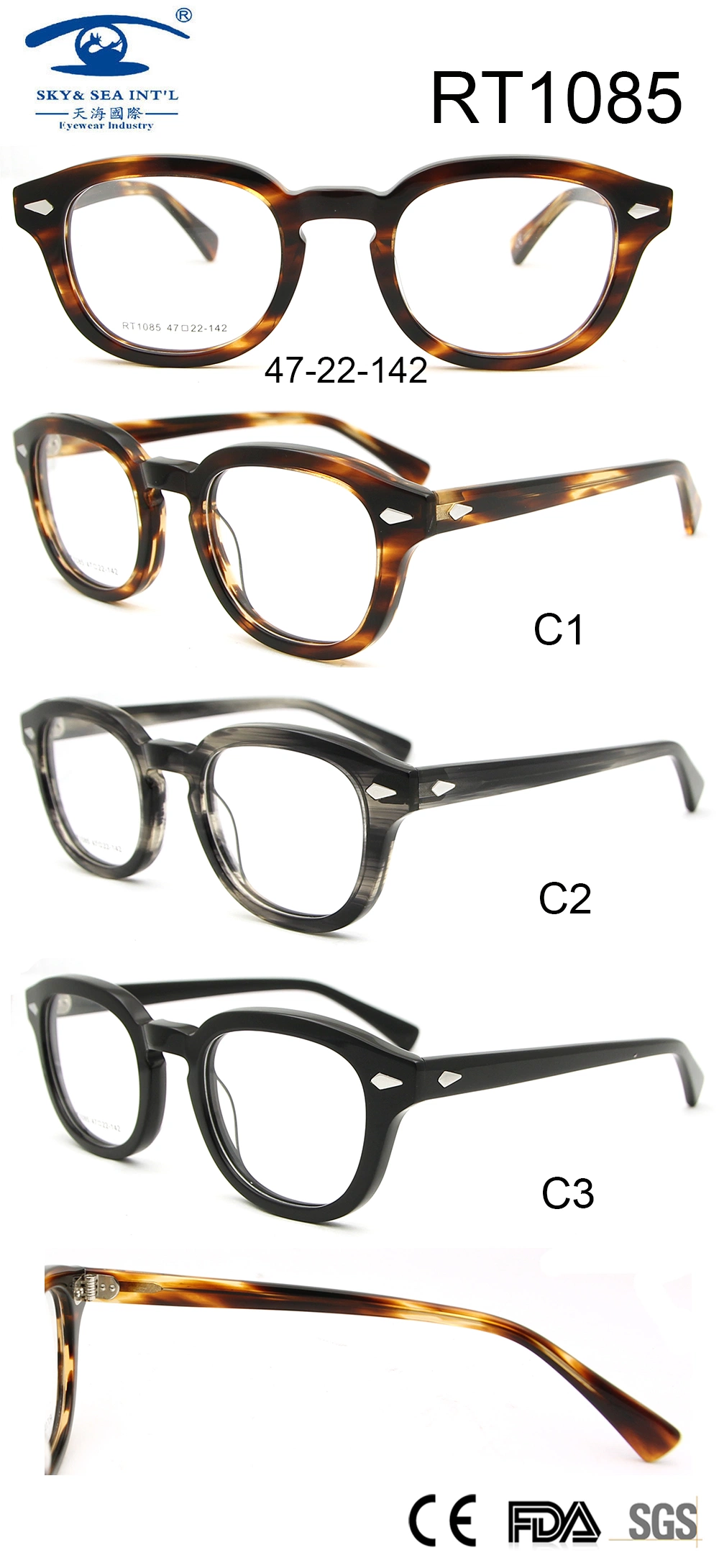 Custom Logo Acetate Eyewear Frames Eyewear Optical Frame (RT1085)