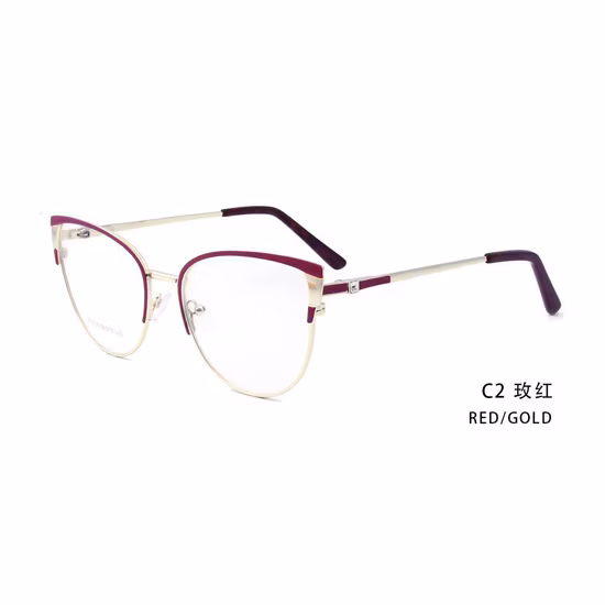 新しいファッションキャットアイメタル眼鏡フレーム光学眼鏡